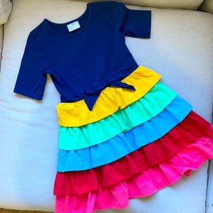 Tiered twirl 3/4 sleeve rainbow dress 🌈